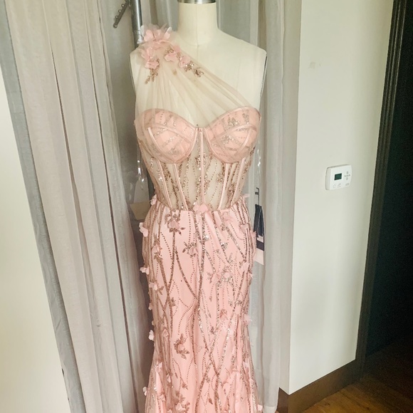 Corseted Mesh Gown - Picture 2 of 4